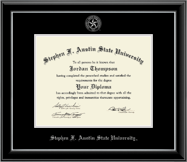 Stephen F. Austin State University diploma frame - Silver Embossed Diploma Frame in Onyx Silver