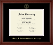 Salus University - George S. Osborne College of Audiology diploma frame - Gold Embossed Diploma Frame in Cambridge