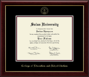 Salus University College of Education and Rehabilitation diploma frame - Gold Embossed Diploma Frame in Gallery