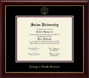Salus University - College of Health Sciences Gold Embossed Diploma Frame in Gallery