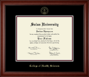 Salus University - College of Health Sciences diploma frame - Gold Embossed Diploma Frame in Cambridge