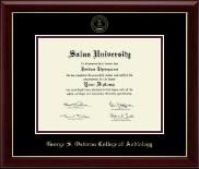 Salus University - George S. Osborne College of Audiology diploma frame - Gold Embossed Diploma Frame in Gallery
