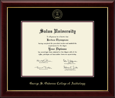 Salus University - George S. Osborne College of Audiology diploma frame - Gold Embossed Diploma Frame in Gallery