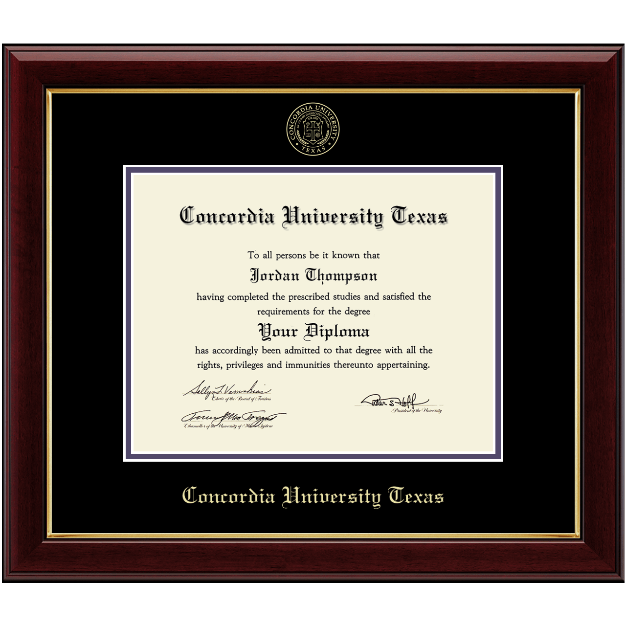 PreMay 2020Gold Embossed Diploma Frame in Gallery Concordia