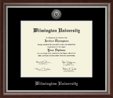 Wilmington University diploma frame - Silver Engraved Medallion Diploma Frame in Devonshire