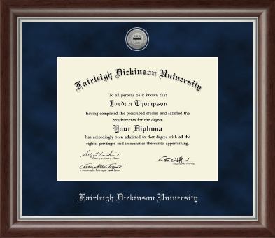 Fairleigh Dickinson University diploma frame - Silver Engraved Medallion Diploma Frame in Devonshire