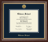 Gilman School Gold Engraved Medallion Diploma Frame in Hampshire
