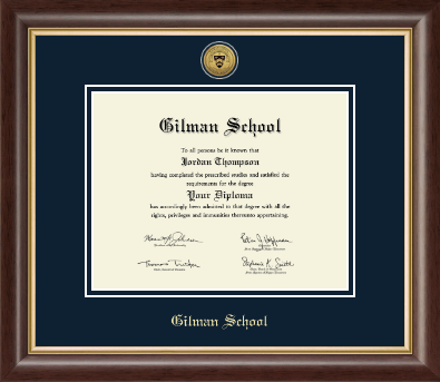 Gilman School diploma frame - Gold Engraved Medallion Diploma Frame in Hampshire