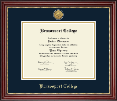 Brazosport College diploma frame - Gold Engraved Medallion Diploma Frame in Kensington Gold
