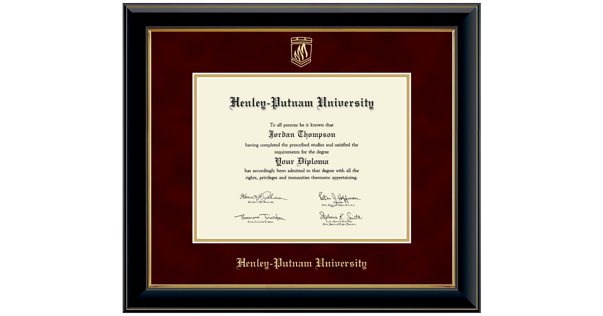 Gold Embossed Diploma Frame in Onyx Gold HenleyPutnam University