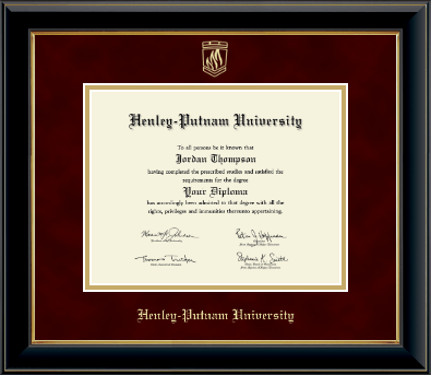 Henley-Putnam University diploma frame - Gold Embossed Diploma Frame in Onyx Gold