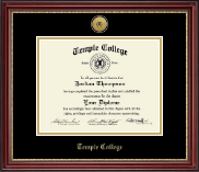 Temple College Gold Engraved Medallion Diploma Frame in Kensington Gold