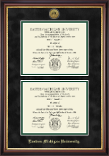 Eastern Michigan University diploma frame - Gold Engraved Double Diploma Frame in Regency Gold