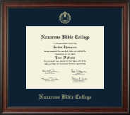 Nazarene Bible College diploma frame - Gold Embossed Diploma Frame in Studio