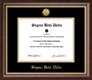 Sigma Beta Delta Honor Society Gold Engraved Medallion Certificate Frame in Hampshire