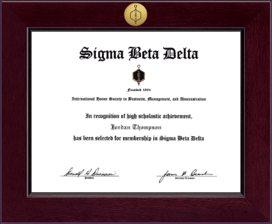 Sigma Beta Delta Honor Society certificate frame - Century Gold Engraved Certificate Frame in Cordova