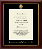 Commonwealth of Massachusetts certificate frame - Gold Engraved Medallion Certificate Frame in Gallery