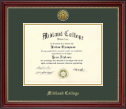 Midland College Gold Engraved Diploma Frame in Kensington Gold