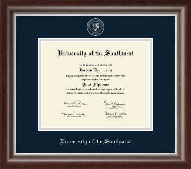 University of the Southwest diploma frame - Silver Embossed Diploma Frame in Devonshire
