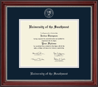 University of the Southwest diploma frame - Silver Embossed Diploma Frame in Kensington Silver
