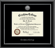 Crichton College Silver Engraved Medallion Diploma Frame in Onyx Silver