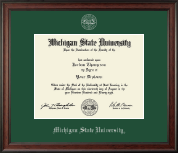 Michigan State University Silver Embossed Diploma Frame in Studio