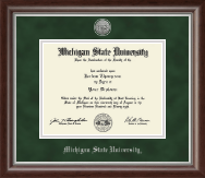 Michigan State University Silver Engraved Medallion Diploma Frame in Devonshire