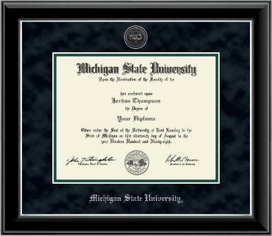 Michigan State University diploma frame - Silver Engraved Heirloom Edition Diploma Frame in Onyx Silver