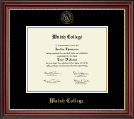 Walsh College Gold Embossed Diploma Frame in Kensington Gold