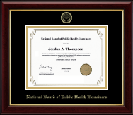 National Board of Public Health Examiners Gold Embossed Certificate Frame in Gallery