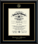 University of Missouri Saint Louis Gold Embossed Diploma Frame in Onyx Gold