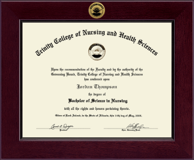 Trinity College of Nursing & Health Sciences diploma frame - Century Gold Engraved Diploma Frame in Cordova