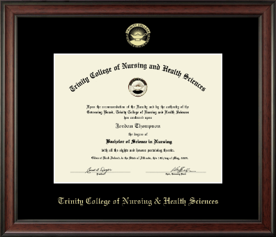 Trinity College of Nursing & Health Sciences diploma frame - Gold Embossed Diploma Frame in Studio