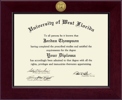 University of West Florida diploma frame - Century Gold Engraved Diploma Frame in Cordova