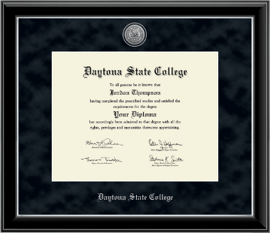 Daytona State College diploma frame - Silver Engraved Medallion Diploma Frame in Onyx Silver