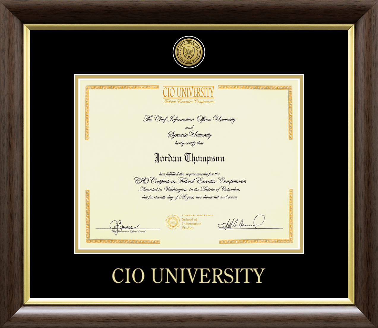 CIO University Gold Engraved Certificate Frame in Hampshire Item 202792