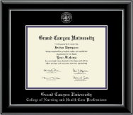 Grand Canyon University Silver Embossed Diploma Frame in Onyx Silver