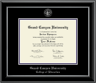 Grand Canyon University Silver Embossed Diploma Frame in Onyx Silver