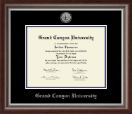 Grand Canyon University diploma frame - Silver Engraved Medallion Diploma Frame in Devonshire