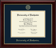 University of Rochester Gold Embossed Diploma Frame in Gallery