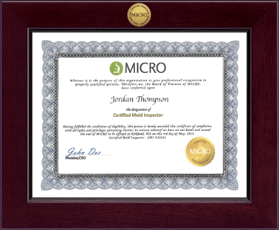 Mold Inspection Consulting and Remediation Organization certificate frame - Century Gold Engraved Certificate Frame in Cordova