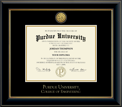 Purdue University diploma frame - Gold Engraved Medallion Diploma Frame in Onyx Gold