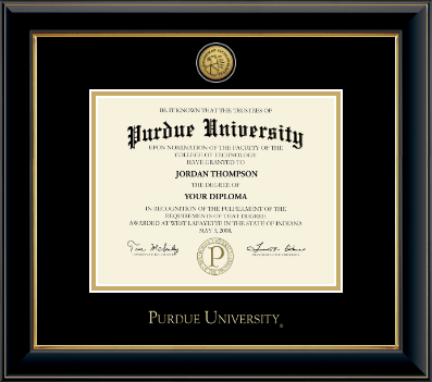 Purdue University diploma frame - Gold Engraved Medallion Diploma Frame in Onyx Gold
