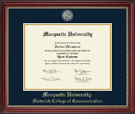 Marquette University Masterpiece Medallion Diploma Frame in Kensington Gold