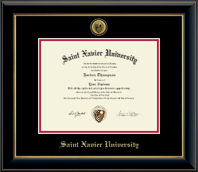 Saint Xavier University diploma frame - Gold Engraved Medallion Diploma Frame in Onyx Gold