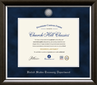 United States Treasury Department certificate frame - Silver Engraved Certificate Frame in Devonshire