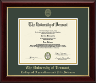 The University of Vermont Gold Embossed Diploma Frame in Gallery