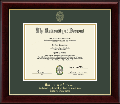 The University of Vermont diploma frame - Gold Embossed Diploma Frame in Gallery