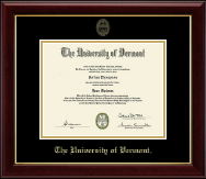 The University of Vermont Gold Embossed Diploma Frame in Gallery