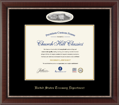 United States Treasury Department certificate frame - Campus Cameo Certificate Frame in Chateau
